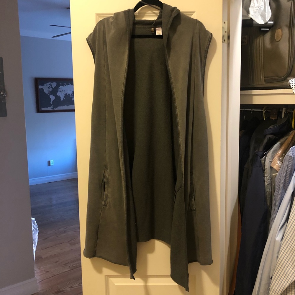 Long Hooded Sweatshirt Vest